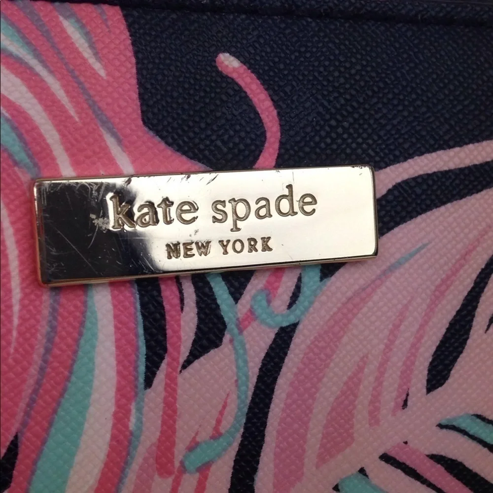 Kate Spade Hanna Pink & Navy Blue Feather Purse